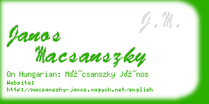 janos macsanszky business card